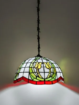 LAMPARA TIFFANY TULIPÁN CARMESÍ